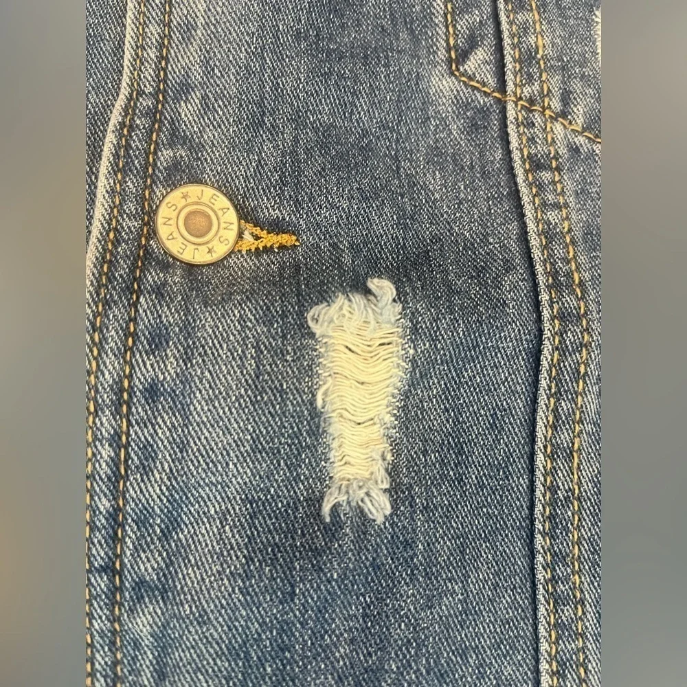 woman’s distressed Jean jacket Sz XL - Picture 4 of 7